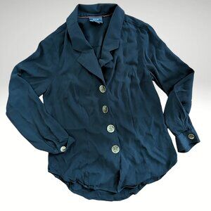 Maeve from Anthropologie Black Blouse with Bronze Buttons Women's 10